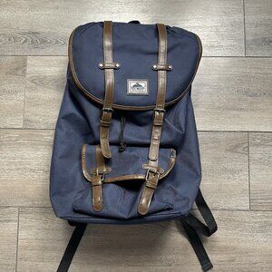 Steve Madden Barnett Avenue Travel Backpack Black Fabric Brown Leather READ